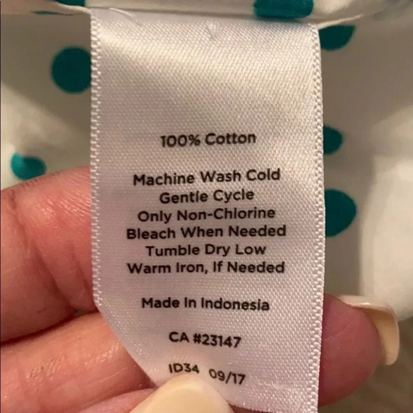 Talbots Petites Cotton Dot Button Up Blouse Small - Picture 9 of 10